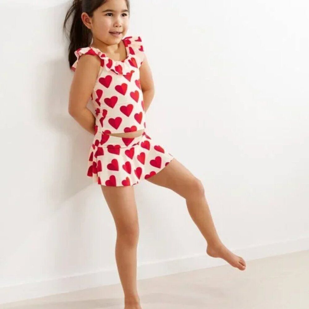 Hanna Andersson Sweet Heart Two Piece Tankini Swimsuit Set Size 2T